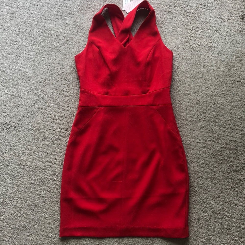 Red, cross back, Banana Republic dress